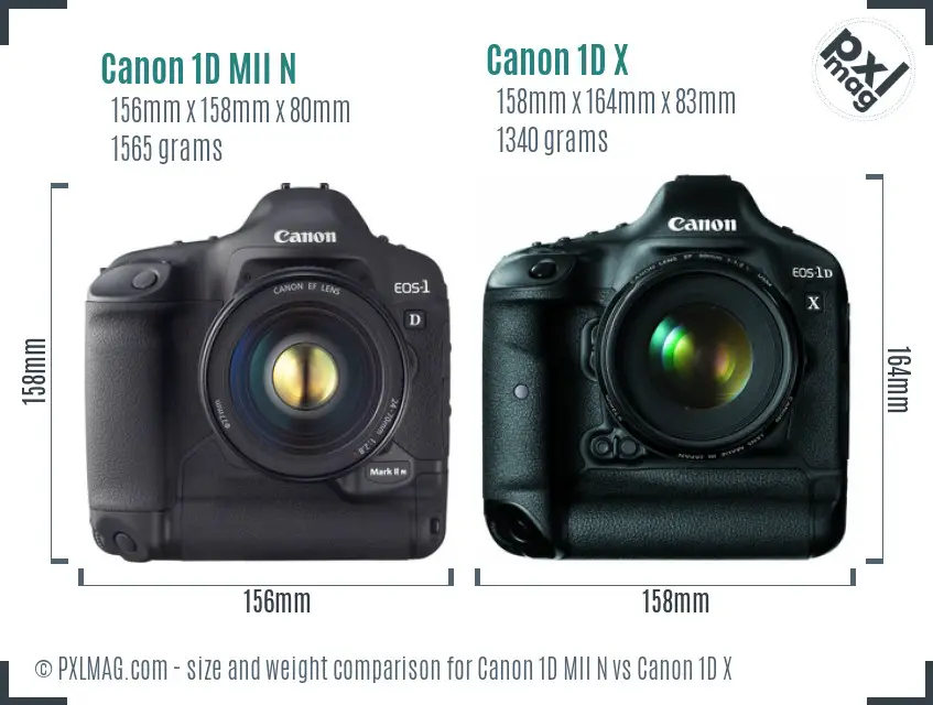 Canon 1D MII N vs Canon 1D X size comparison