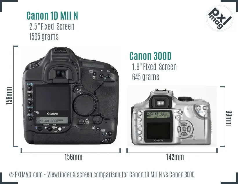 Canon 1D MII N vs Canon 300D Screen and Viewfinder comparison