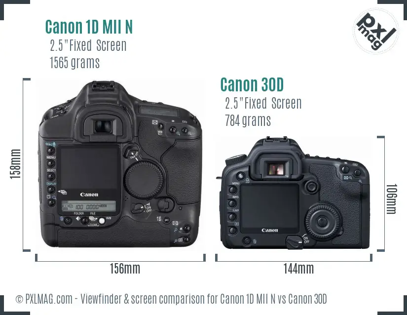 Canon 1D MII N vs Canon 30D Screen and Viewfinder comparison Canon 1D MII N vs Canon 30D Screen and Viewfinder comparison