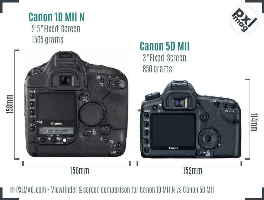 Canon 1D MII N vs Canon 5D MII Screen and Viewfinder comparison Canon 1D MII N vs Canon 5D MII Screen and Viewfinder comparison