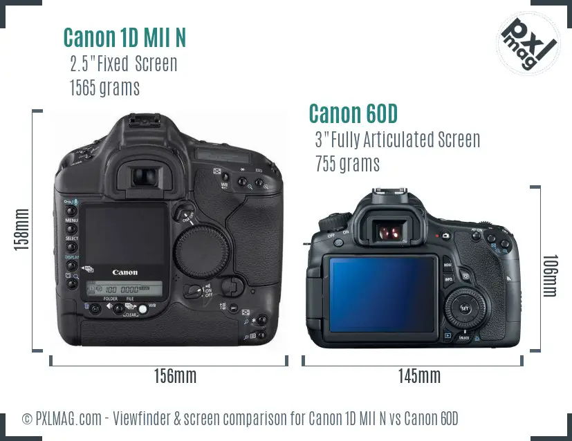 Canon 1D MII N vs Canon 60D Screen and Viewfinder comparison