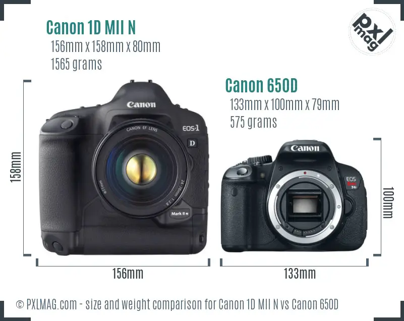 Canon 1D MII N vs Canon 650D size comparison Canon 1D MII N vs Canon 650D size comparison