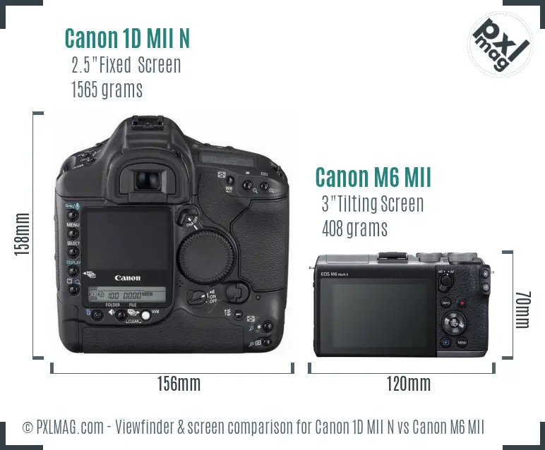 Canon 1D MII N vs Canon M6 MII Screen and Viewfinder comparison Canon 1D MII N vs Canon M6 MII Screen and Viewfinder comparison