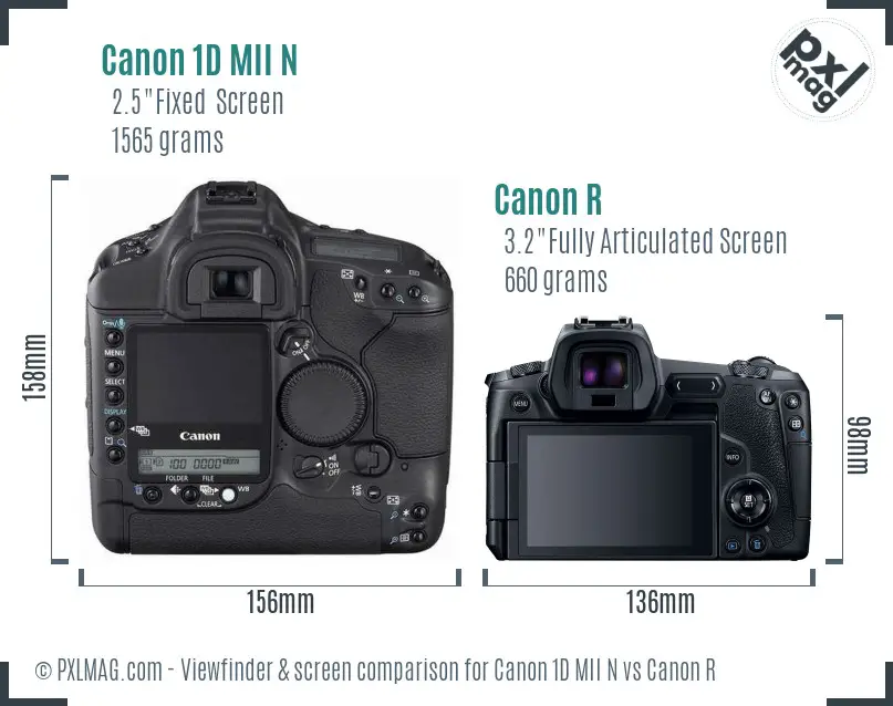 Canon 1D MII N vs Canon R Screen and Viewfinder comparison Canon 1D MII N vs Canon R Screen and Viewfinder comparison