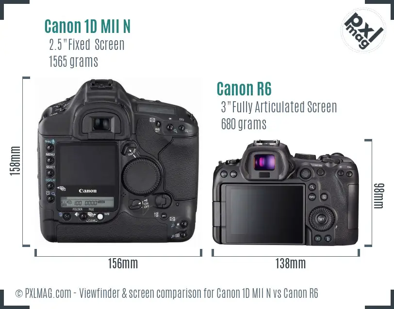 Canon 1D MII N vs Canon R6 Screen and Viewfinder comparison