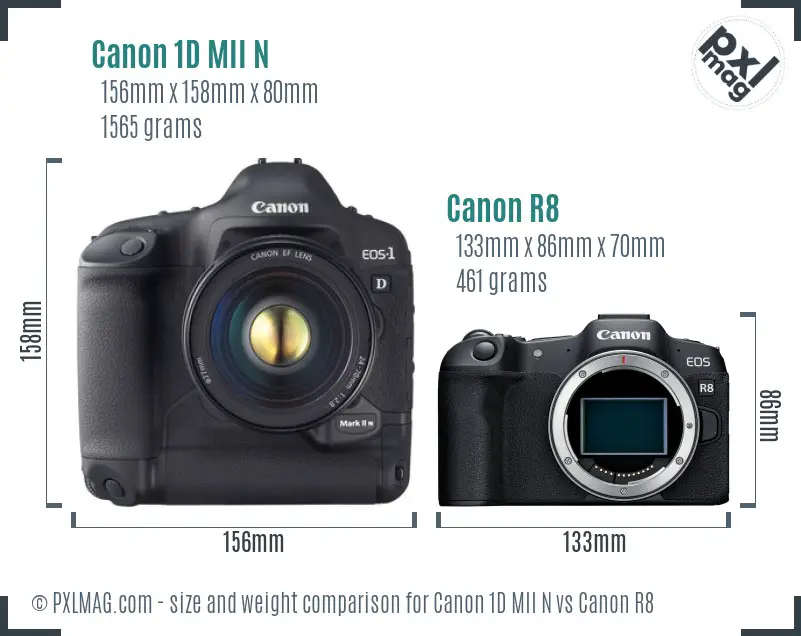 Canon 1D MII N vs Canon R8 size comparison Canon 1D MII N vs Canon R8 size comparison