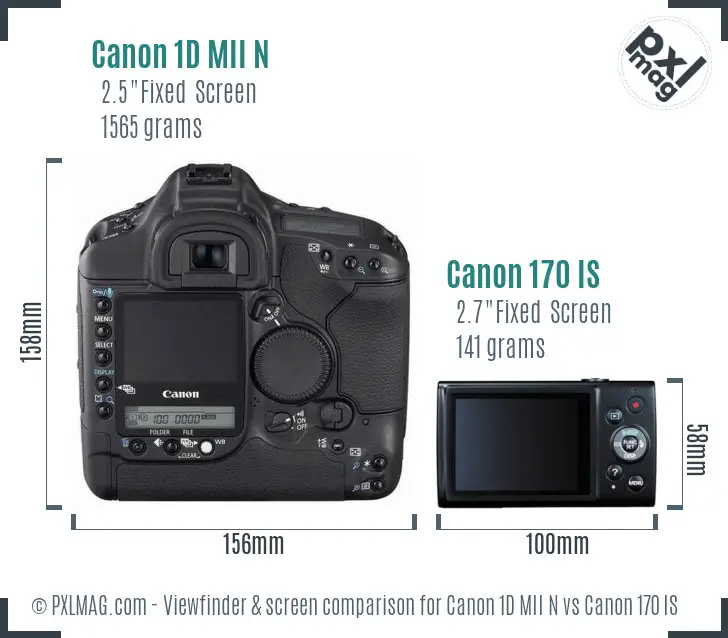 Canon 1D MII N vs Canon 170 IS Screen and Viewfinder comparison