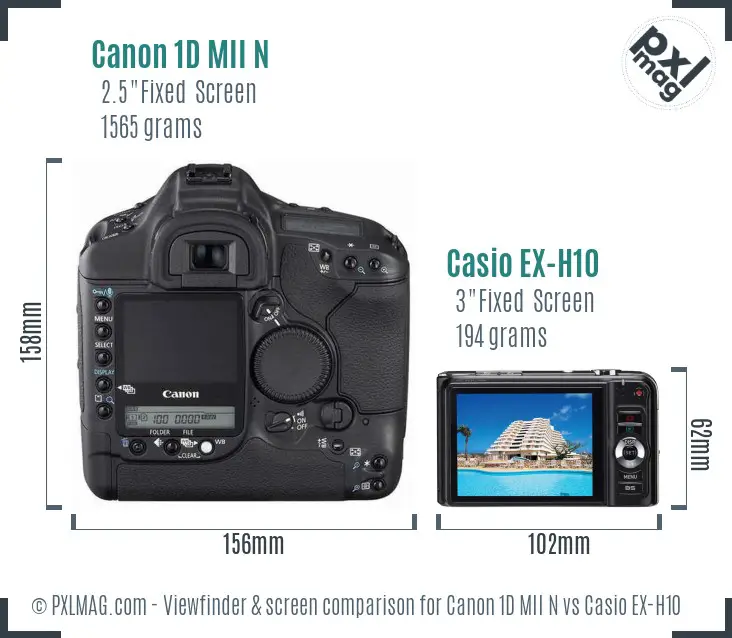 Canon 1D MII N vs Casio EX-H10 Screen and Viewfinder comparison Canon 1D MII N vs Casio EX-H10 Screen and Viewfinder comparison