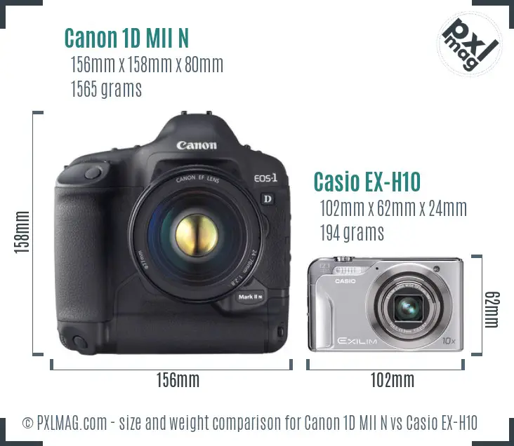 Canon 1D MII N vs Casio EX-H10 size comparison Canon 1D MII N vs Casio EX-H10 size comparison