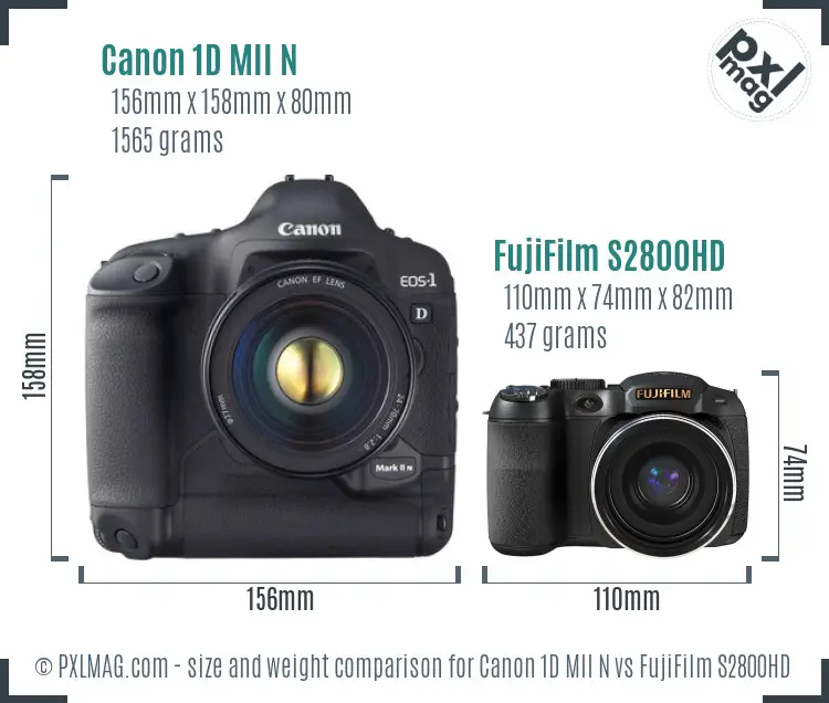 Canon 1D MII N vs FujiFilm S2800HD size comparison Canon 1D MII N vs FujiFilm S2800HD size comparison