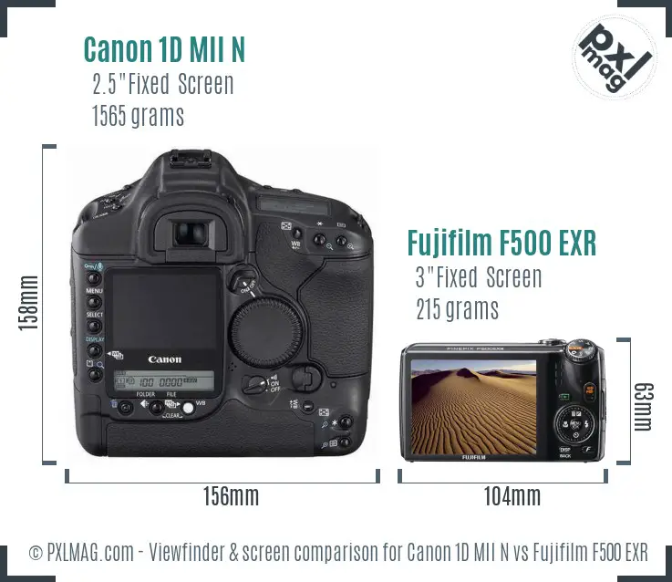 Canon 1D MII N vs Fujifilm F500 EXR Screen and Viewfinder comparison Canon 1D MII N vs Fujifilm F500 EXR Screen and Viewfinder comparison