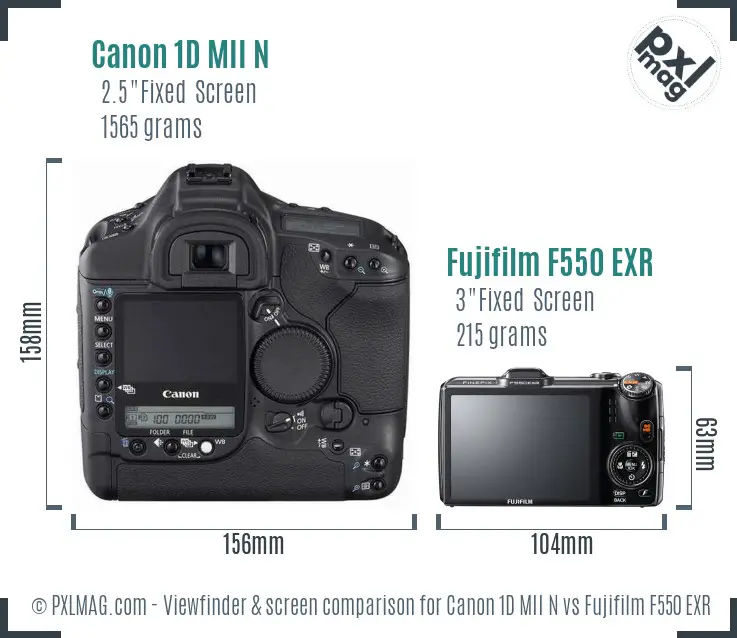 Canon 1D MII N vs Fujifilm F550 EXR Screen and Viewfinder comparison Canon 1D MII N vs Fujifilm F550 EXR Screen and Viewfinder comparison