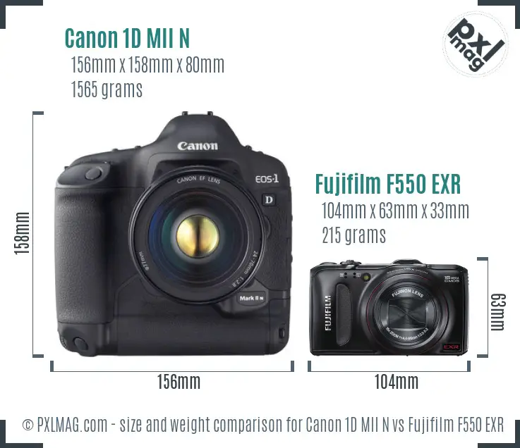 Canon 1D MII N vs Fujifilm F550 EXR size comparison Canon 1D MII N vs Fujifilm F550 EXR size comparison