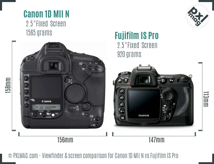 Canon 1D MII N vs Fujifilm IS Pro Screen and Viewfinder comparison