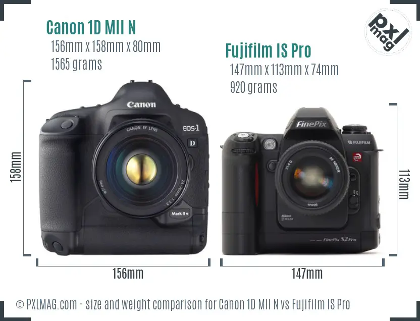 Canon 1D MII N vs Fujifilm IS Pro size comparison