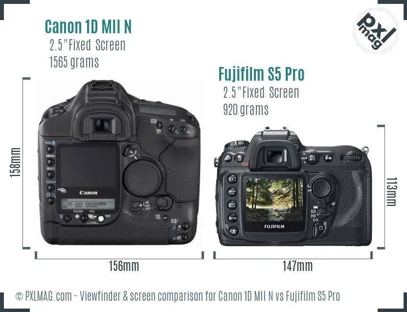 Canon 1D MII N vs Fujifilm S5 Pro Screen and Viewfinder comparison