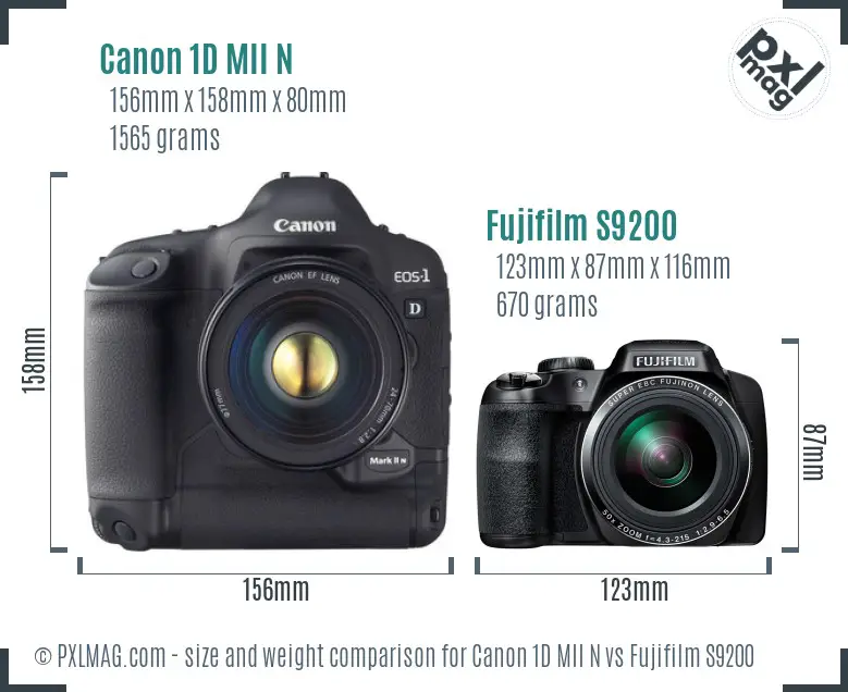 Canon 1D MII N vs Fujifilm S9200 size comparison