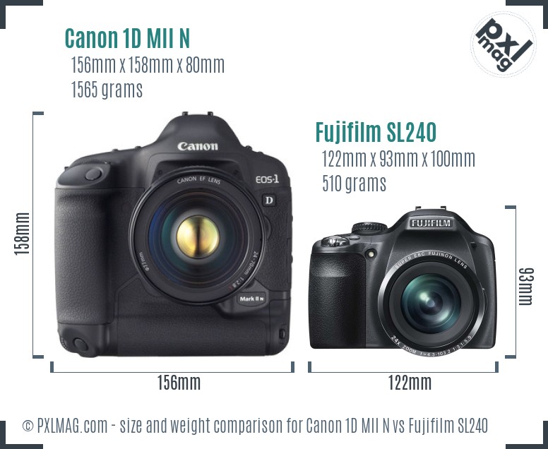 Canon 1D MII N vs Fujifilm SL240 size comparison