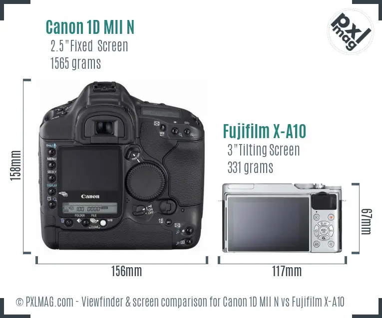 Canon 1D MII N vs Fujifilm X-A10 Screen and Viewfinder comparison Canon 1D MII N vs Fujifilm X-A10 Screen and Viewfinder comparison