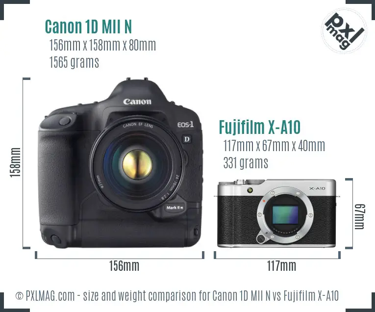 Canon 1D MII N vs Fujifilm X-A10 size comparison Canon 1D MII N vs Fujifilm X-A10 size comparison