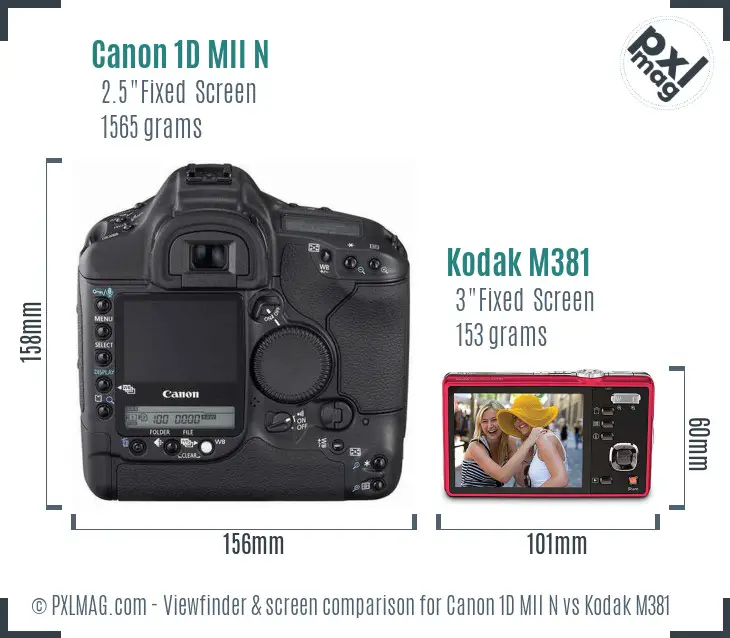 Canon 1D MII N vs Kodak M381 Screen and Viewfinder comparison
