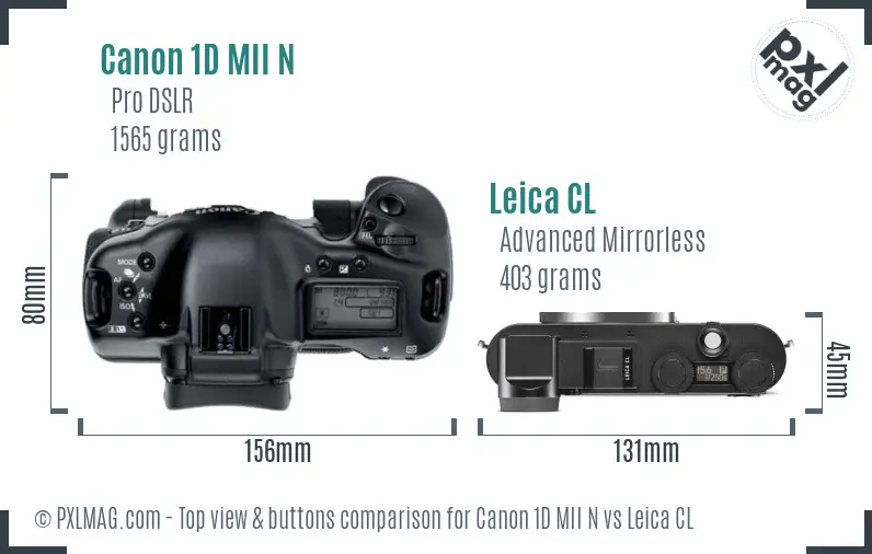 Canon 1D MII N vs Leica CL top view buttons comparison