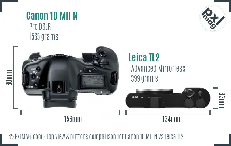 Canon 1D MII N vs Leica TL2 top view buttons comparison