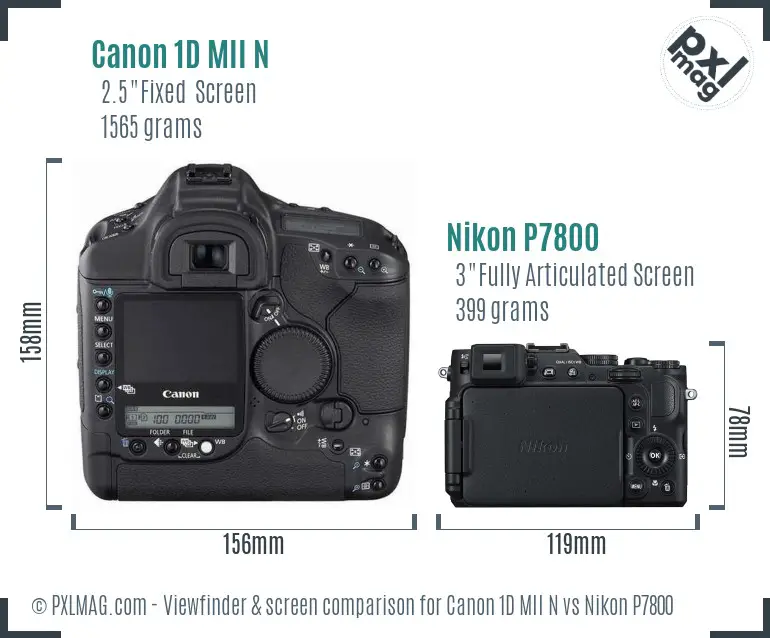 Canon 1D MII N vs Nikon P7800 Screen and Viewfinder comparison Canon 1D MII N vs Nikon P7800 Screen and Viewfinder comparison