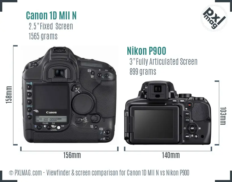 Canon 1D MII N vs Nikon P900 Screen and Viewfinder comparison Canon 1D MII N vs Nikon P900 Screen and Viewfinder comparison