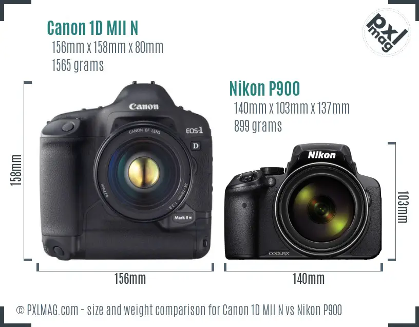 Canon 1D MII N vs Nikon P900 size comparison Canon 1D MII N vs Nikon P900 size comparison