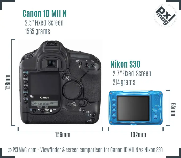 Canon 1D MII N vs Nikon S30 Screen and Viewfinder comparison Canon 1D MII N vs Nikon S30 Screen and Viewfinder comparison