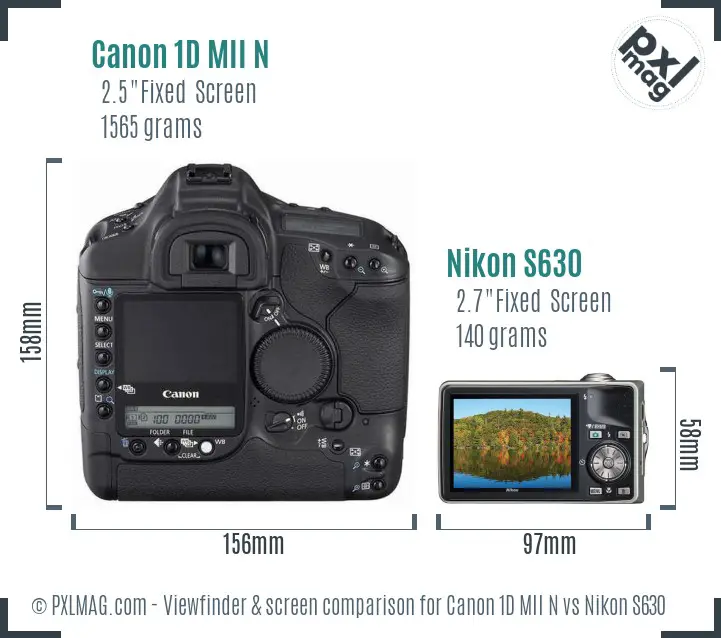 Canon 1D MII N vs Nikon S630 Screen and Viewfinder comparison Canon 1D MII N vs Nikon S630 Screen and Viewfinder comparison