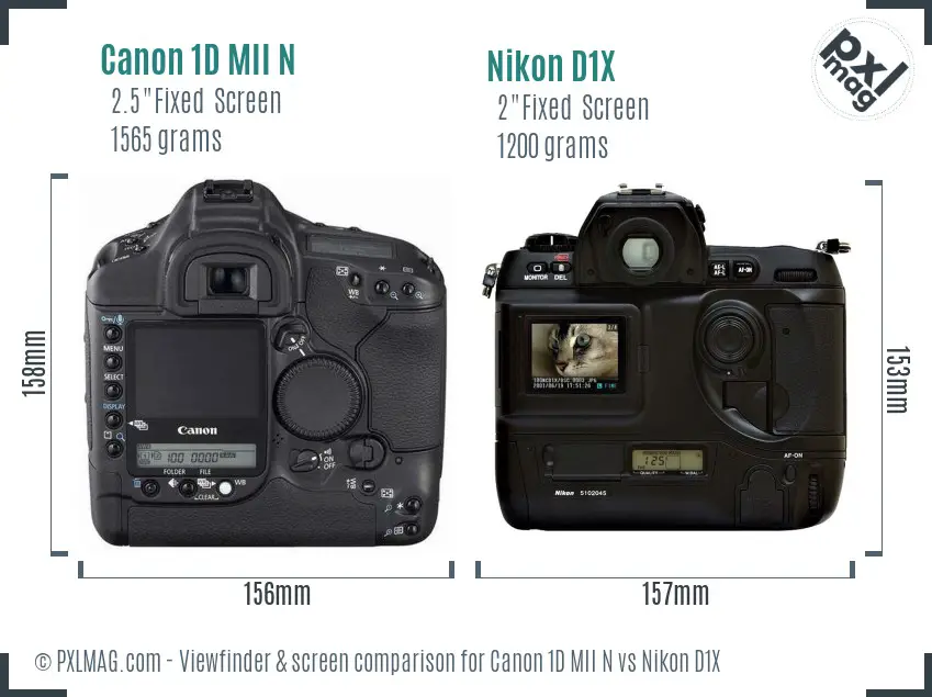 Canon 1D MII N vs Nikon D1X Screen and Viewfinder comparison
