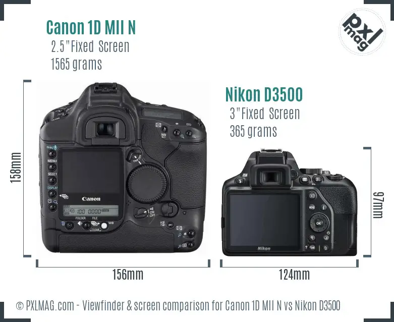 Canon 1D MII N vs Nikon D3500 Screen and Viewfinder comparison Canon 1D MII N vs Nikon D3500 Screen and Viewfinder comparison