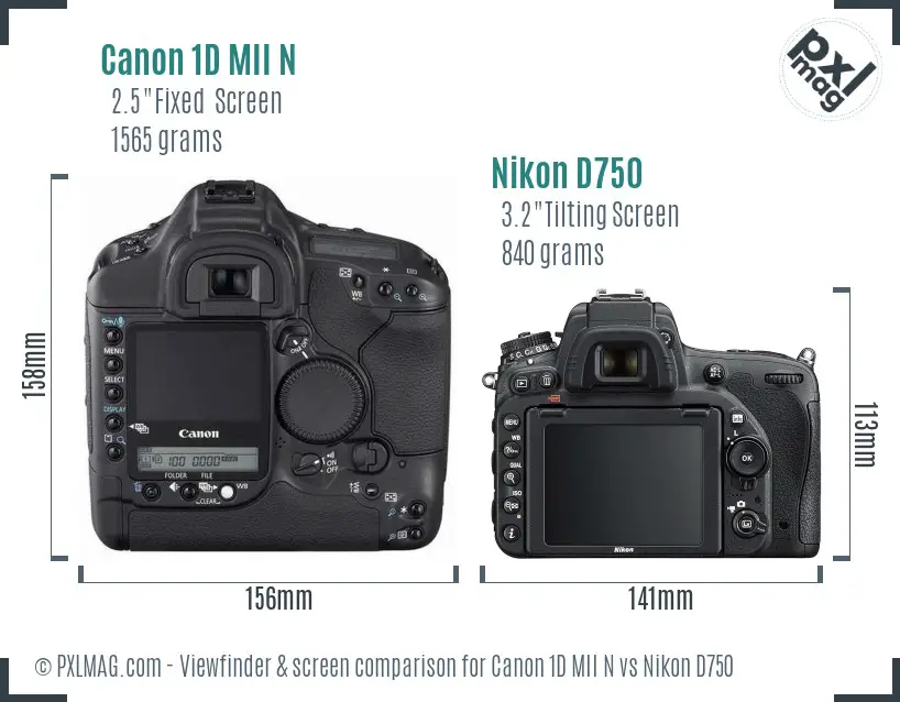 Canon 1D MII N vs Nikon D750 Screen and Viewfinder comparison Canon 1D MII N vs Nikon D750 Screen and Viewfinder comparison
