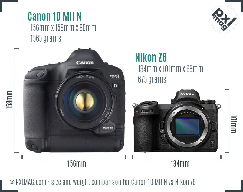Canon 1D MII N vs Nikon Z6 size comparison Canon 1D MII N vs Nikon Z6 size comparison