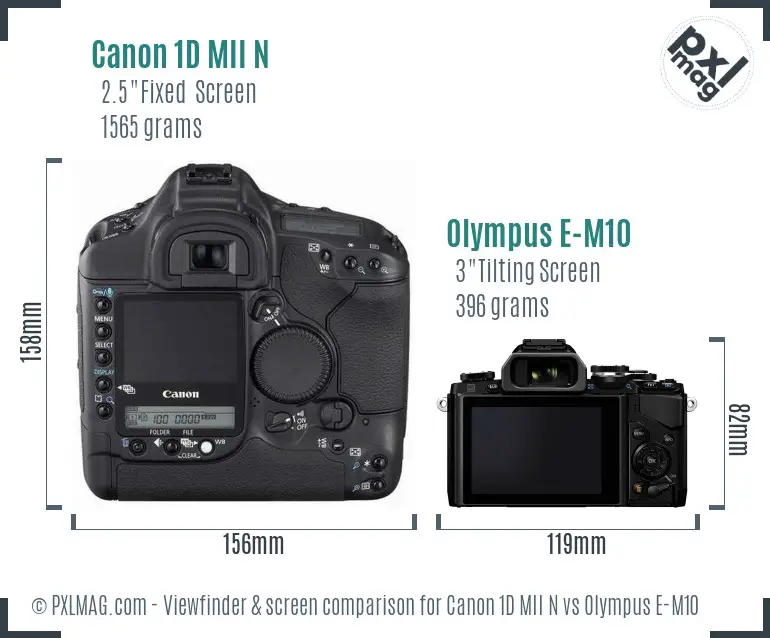 Canon 1D MII N vs Olympus E-M10 Screen and Viewfinder comparison Canon 1D MII N vs Olympus E-M10 Screen and Viewfinder comparison