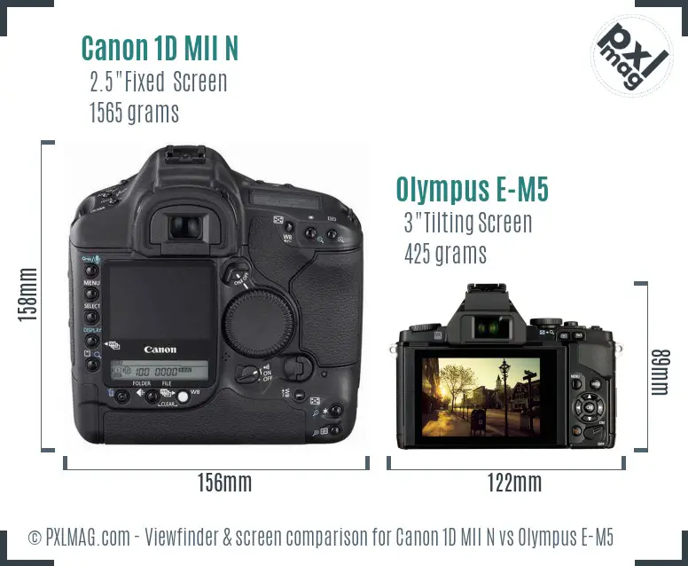 Canon 1D MII N vs Olympus E-M5 Screen and Viewfinder comparison