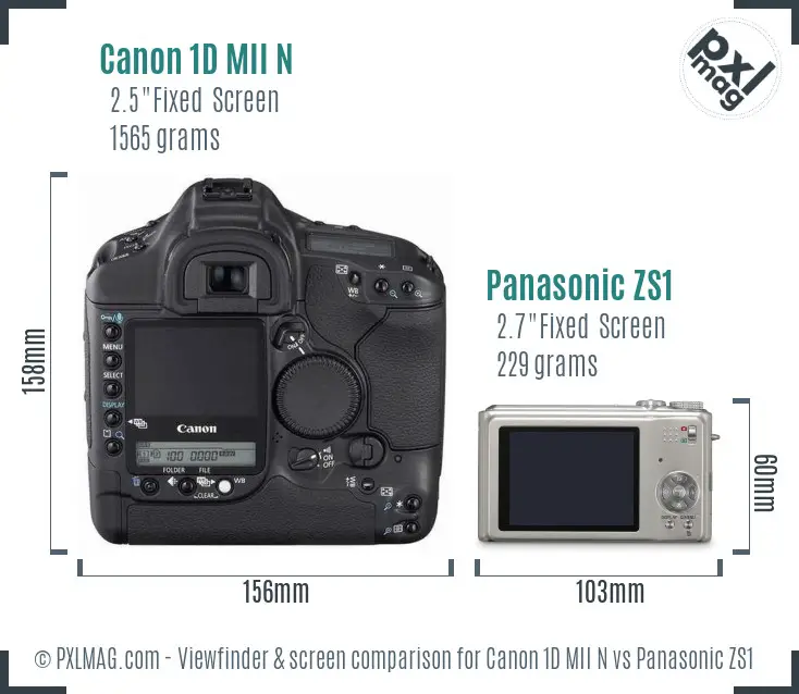 Canon 1D MII N vs Panasonic ZS1 Screen and Viewfinder comparison