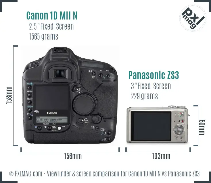 Canon 1D MII N vs Panasonic ZS3 Screen and Viewfinder comparison Canon 1D MII N vs Panasonic ZS3 Screen and Viewfinder comparison