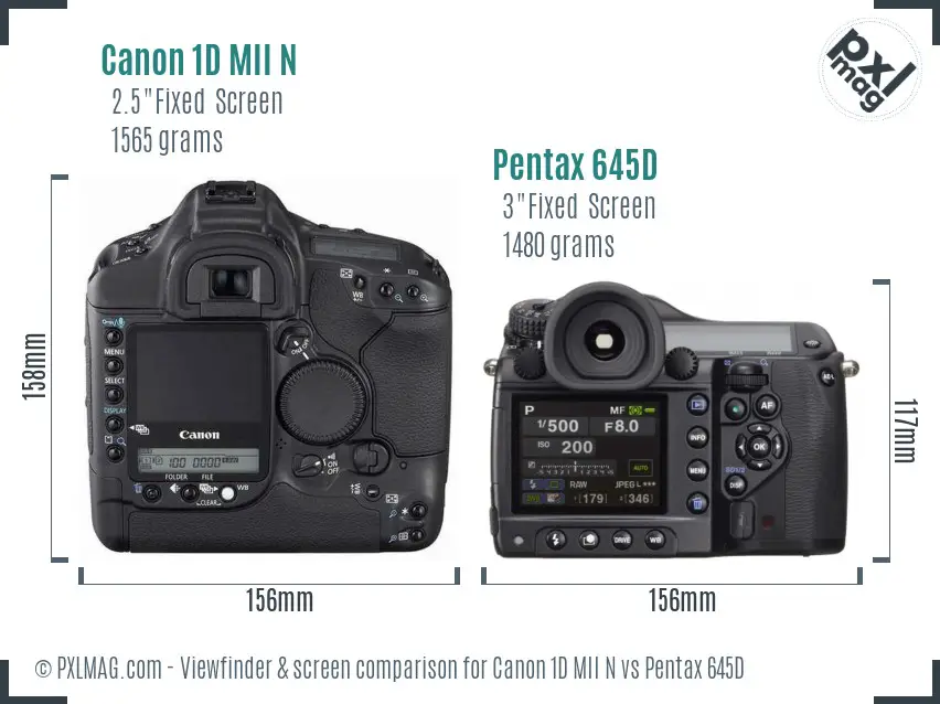 Canon 1D MII N vs Pentax 645D Screen and Viewfinder comparison