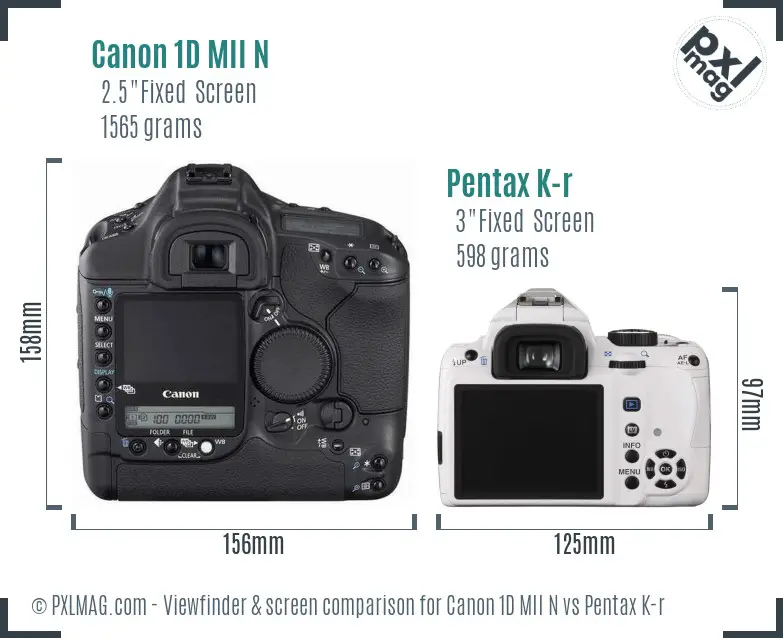 Canon 1D MII N vs Pentax K-r Screen and Viewfinder comparison Canon 1D MII N vs Pentax K-r Screen and Viewfinder comparison