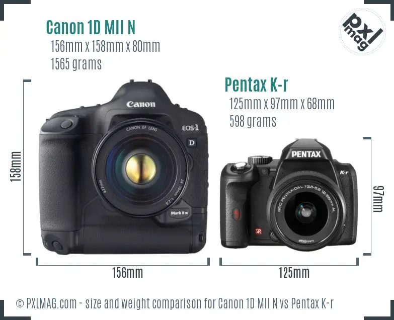 Canon 1D MII N vs Pentax K-r size comparison Canon 1D MII N vs Pentax K-r size comparison
