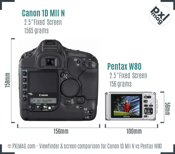 Canon 1D MII N vs Pentax W80 Screen and Viewfinder comparison