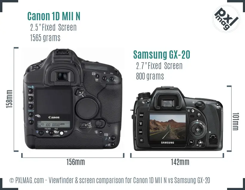 Canon 1D MII N vs Samsung GX-20 Screen and Viewfinder comparison Canon 1D MII N vs Samsung GX-20 Screen and Viewfinder comparison