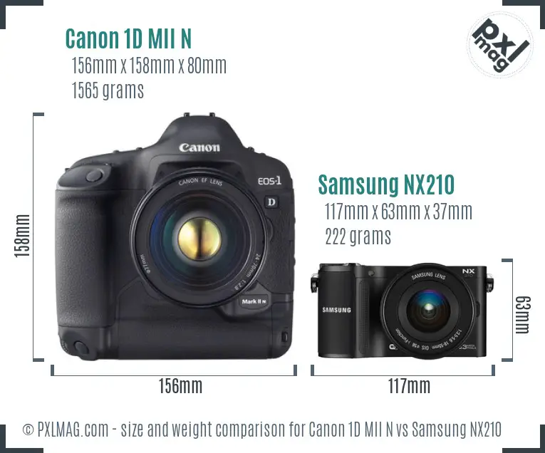 Canon 1D MII N vs Samsung NX210 size comparison