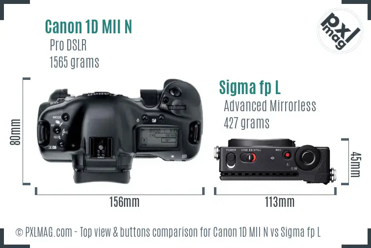 Canon 1D MII N vs Sigma fp L top view buttons comparison Canon 1D MII N vs Sigma fp L top view buttons comparison