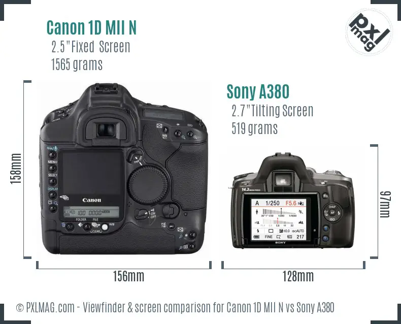 Canon 1D MII N vs Sony A380 Screen and Viewfinder comparison