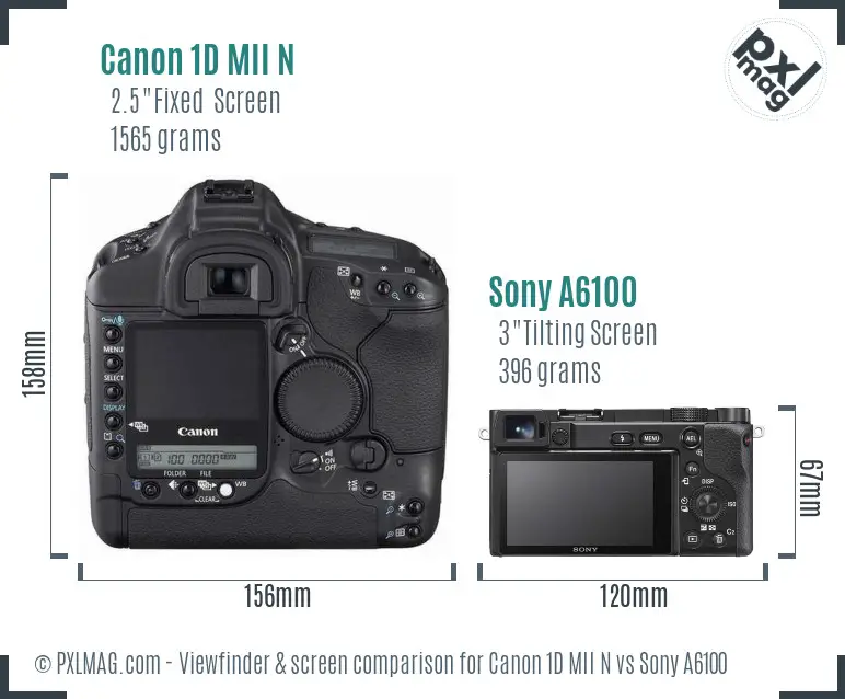 Canon 1D MII N vs Sony A6100 Screen and Viewfinder comparison
