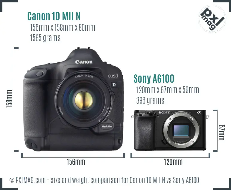 Canon 1D MII N vs Sony A6100 size comparison